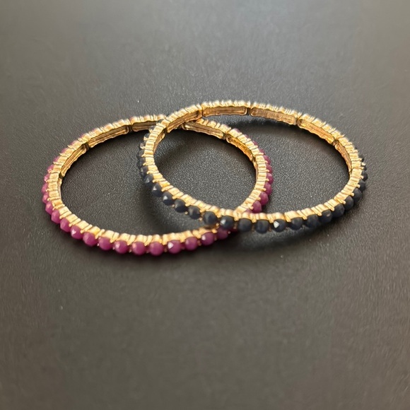 Elegant Gold and Pink Beaded Bracelets - Picture 1 of 3